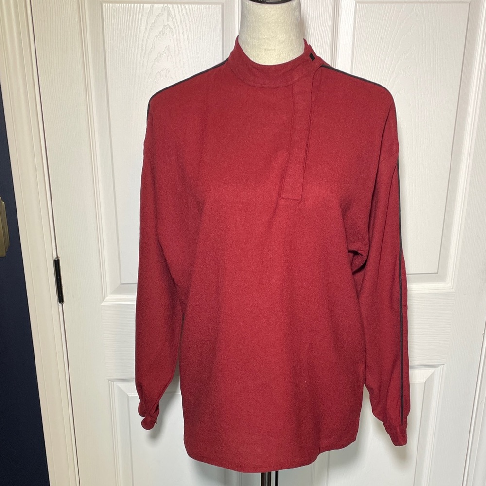Vintage‎ German Lady Van Laack Wool Asymmetrical Snap Neck Shirt Size Medium